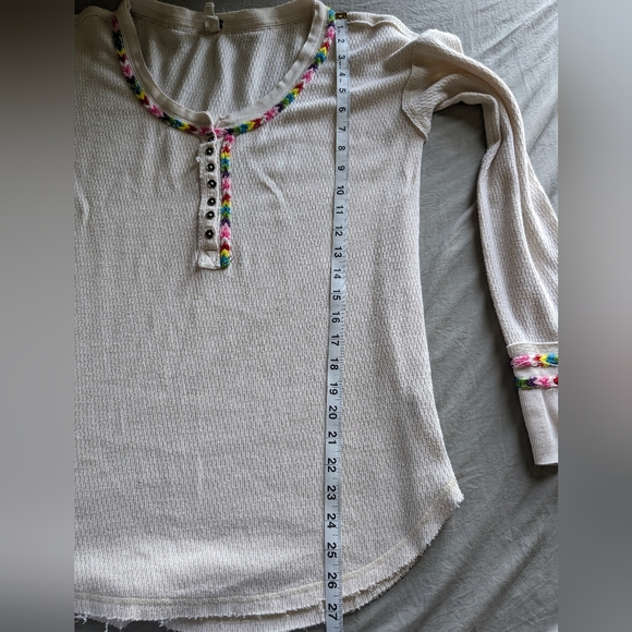 We the Free Rainbow Embroidery Henley Long Sleeve Thermal Knit Long Sleeve Shirt - Picture 10 of 10